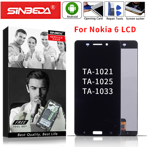 ЖК-дисплей 5,5 дюймов для Nokia 6 TA-1021 TA-1033 TA-1025, дисплей с сенсорным экраном и дигитайзером в сборе для Nokia 6, сменный ЖК-дисплей ► Фото 1/6