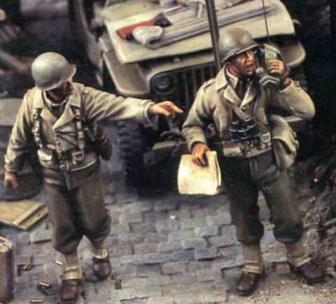 1/35 WWII США, военные ETO (2 фигурки из смолы/набор), коробка, упаковка VERLINDEN #1358, разобранные, нецветные ► Фото 1/2