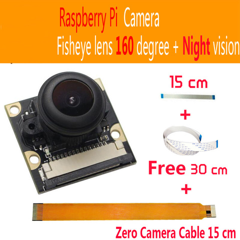 Модуль камеры Raspberry Pi 5 МП широкоугольный объектив «рыбий глаз» 160 + линзы ночного видения 1080p для Raspberry pi zero 3B + 4B pi0 W ► Фото 1/6