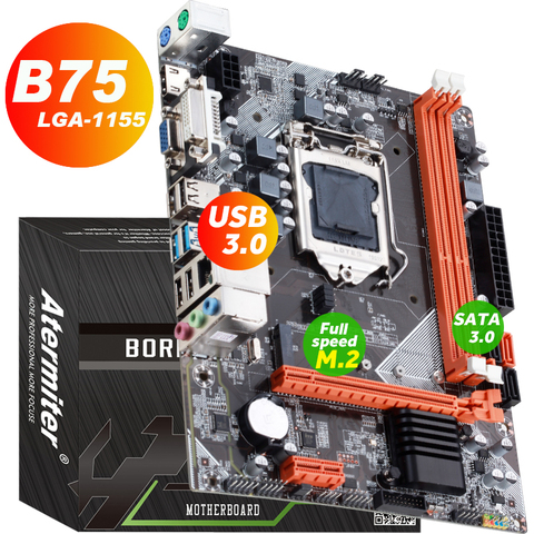 Материнская плата Atermiter B75 для Intel LGA 1155 i3 i5 i7 E3 DDR3 1333/1600 МГц 16 Гб SATA3.0 USB3.0 PCI-E VGA HDMI GAME ► Фото 1/5