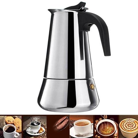 100/200/300/450 мл Кофе итальянский производитель Топ Moka эспрессо Cafeteira Кофеварка Нержавеющая сталь плита Кофе горшок ► Фото 1/6