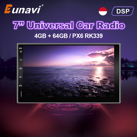 Eunavi 2 Din Android 10 Универсальный Автомобильный Радио Мультимедийный стерео плеер GPS навигация IPS BT5 DSP 4 + 64G TDA7803A Авторадио без DVD ► Фото 1/6