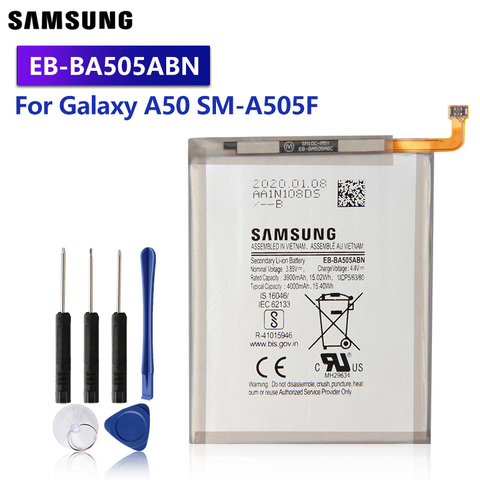 Samsung оригинальный сменный аккумулятор EB-BA505ABU для Samsung Galaxy A50 A505F SM-A505F EB-BA505ABN A30 A30s SM-A205FN 4000 мА-ч ► Фото 1/6