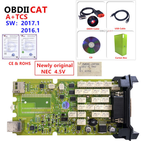 Лучшее качество 2017,1 новое программное обеспечение OBDIICAT-TCS Одиночная зеленая плата TCS сканер 2016,1 + keygen Bluetooth диагностический сканер ► Фото 1/3