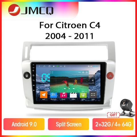 Мультимедийная магнитола JMCQ, 2DIN, Android 9,0, RDS, DSP, для Citroen C4 C-Triumph C-four 2004-2011, GPS-навигация, Раздельный экран ► Фото 1/6