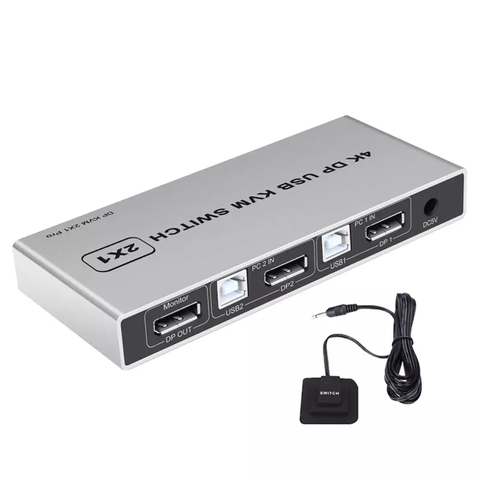 DP USB KVM переключатель 2*1 4K 8K 60 Гц DP KVM переключатель Displayport 2 в 1 выход для двух узлов для совместного монитора мыши клавиатуры принтера ► Фото 1/6