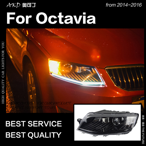 Автостайлинг AKD, фары для Skoda Octavia 2015-2017 Octavia A6 светодиодный ные фары DRL Hid Bi Xenon, автомобильные аксессуары ► Фото 1/6