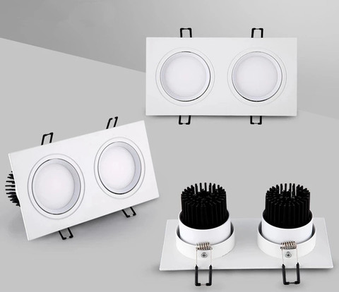 Встраиваемый двойной светодиодный Dimmable Downlight удара 7 Вт, 9 Вт, 12 Вт, 24 Вт пятно декорации помещений, потолочный светильник переменного тока 110V 220V светодиодный Панель огни ► Фото 1/5