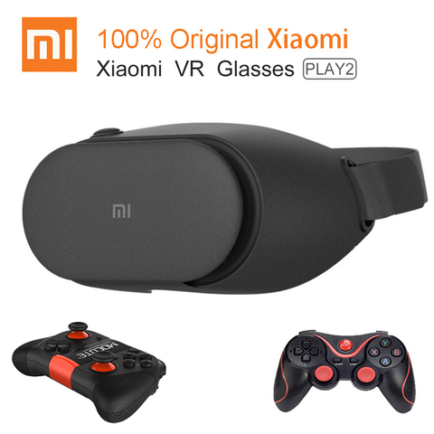 Оригинальные 3d-очки Xiaomi VR Play 2, гарнитура Xiaomi Mi VR Play 2 для телефона 4,7-5,7 дюймов с игровым контроллером для кинотеатра ► Фото 1/6