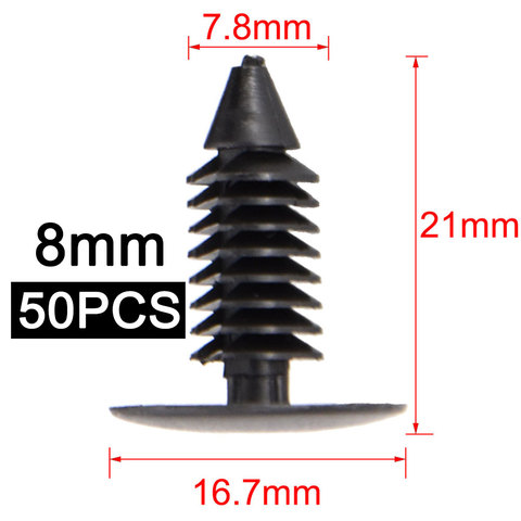 50 шт./лот Автомобильный Крепеж 8 мм, отверстие, нейлоновые автомобильные клипсы, фиксатор бампера, пластиковая заклепка, подходит для GM Ford ... ► Фото 1/6