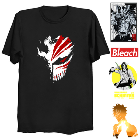 Футболка с отбеливателем и ажурной маской Kurosaki Ichigo аниме футболка Zaraki Kenpachi футболка Aizen японская манга 100% хлопок Ulquiorra футболка ► Фото 1/6
