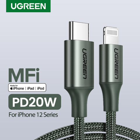 Зарядный кабель UGREEN с USB C на MFi Lightning для iPhone, кабель для быстрой зарядки и передачи данных для iPhone 12 mini Pro Max PD 18 Вт 20 Вт, кабель для MacBook ► Фото 1/6