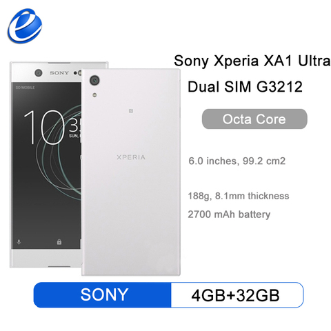 Оригинальный Смартфон Sony Xperia XA1 Ultra с двумя sim-картами, G3212 телефон, 4 Гб ОЗУ, 32 Гб ПЗУ, 6 дюймов, Восьмиядерный процессор, 23 МП, 16 МП, NFC, 4G ► Фото 1/2