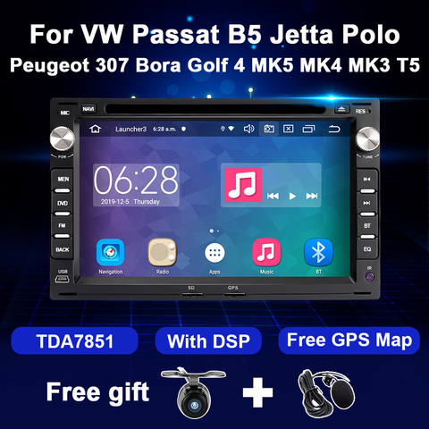 Магнитола 2 Din для Peugeot 307 VW PASSAT B5 JETTA BORA GOLF 4 POLO MK5 MK4 MK3 T5, мультимедийный плеер с GPS-навигацией ► Фото 1/5