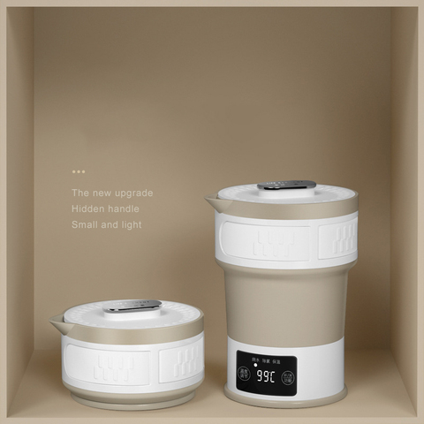 Складной чайник, 110-240 В, сжатый электрический чайник, дорожный чайник для воды из пищевого силикона, портативный мини-чайник с изоляцией ► Фото 1/6