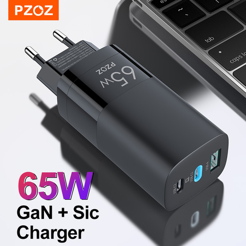 PZOZ 65W GaN зарядное устройство Quick Charge 4,0 3,0 Type C PD USB зарядное устройство Быстрая зарядка USB-C для переключателя MacBook Air iPad Pro Samsung Note ► Фото 1/6