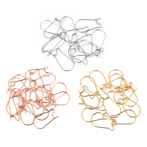 20 шт./лот 316L нержавеющая сталь Розовое золото Серебряный тон гипоаллергенные крючки для ушей в почках для сережек DIY ювелирных изделий ► Фото 1/6
