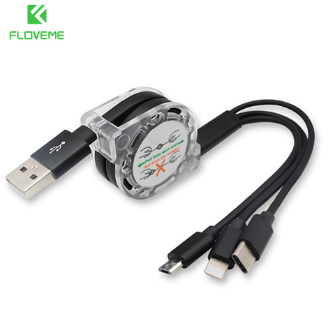 USB-кабель 3 в 1 для iPhone, Samsung, Xiaomi, мульти-кабель для быстрой зарядки, USB Type-C, Micro USB, мобильный телефон ► Фото 1/6