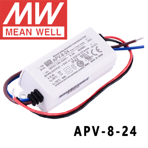 Оригинал Mean Well APV-8-24 meanwell 24V/0.34A конструкция постоянного напряжения 8W одиночный выход LED Импульсный источник питания ► Фото 1/3