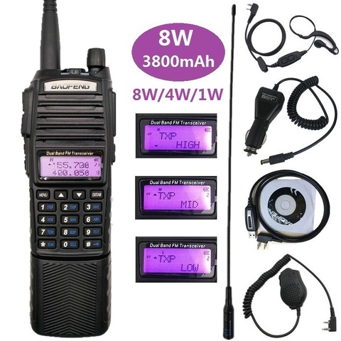 Портативная радиостанция Baofeng UV-82 8W, Любительская, UHF VHF, Двухдиапазонная UV82, любительская радиостанция, 3800 мАч, рация для охоты ► Фото 1/6