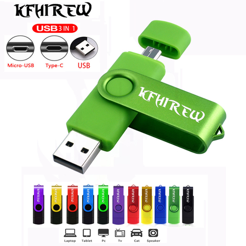 Usb-флеш-накопитель Type-C OTG 3 в 1, 128 ГБ, 64 ГБ, 16 ГБ, 8 Гб ► Фото 1/6