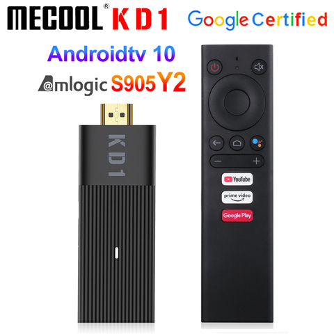 Mecool KD1 ТВ Amlogic S905Y2 ТВ Box Android 10, 2 Гб оперативной памяти, 16 Гб встроенной памяти, Поддержка Google Сертифицированный голосовой 1080P 4K 2,4G & 5G Wi-Fi BT ТВ ключ ► Фото 1/6