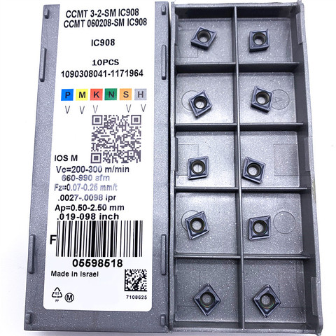 10 шт. CCMT060204/08 SM IC907/908 инструменты для внутренней обточки, карбидная вставка, токарный резец, резец, токарная вставка ► Фото 1/6