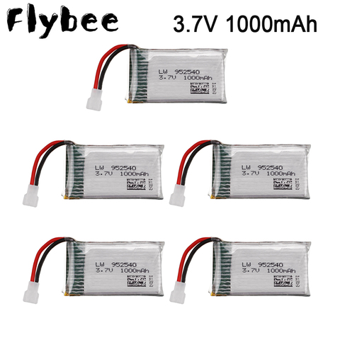 Модернизированный 3,7 в 1000 мА/ч, 25C Li-PO Батарея 952540 для Syma X5 X5C X5C-1 X5S X5SW X5SC V931 H5C CX-30 CX-30W каркасный корпус кожух Запчасти для квадрокоптера Запчасти ► Фото 1/6