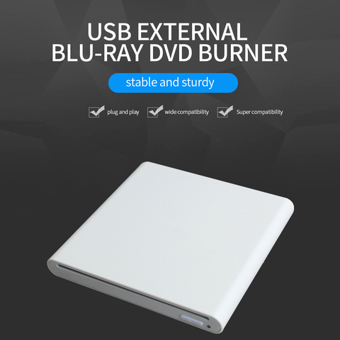 Портативный всасывающий Blu-Ray привод USB 3,0, Внешний оптический привод, DVD-драйвер для Windows/IOS, серебристый ► Фото 1/6