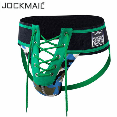 Стринги Jockmail мужские с завязками, пикантное нижнее белье, камуфляжный зеленый пояс для футбола 3,15 дюйма, на шнуровке, открытый пояс для геев ► Фото 1/6