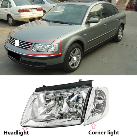 CAPQX 1 шт. для Volkswagen Passat B5 2001-2005, передний бампер, фара, головной свет, лампа, боковой угловой свет, габаритный фонарь, поворотник ► Фото 1/6