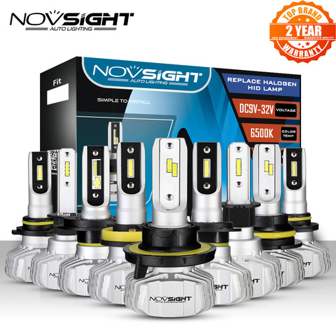 Лампы для автомобильных фар NOVSIGHT H4 H7 H11 H1 CSP светодиодный 9005/HB3 9006/HB4 H13 9007 H3 H8 6500 лм, противотуманные фары белого цвета K 12 в 24 В ► Фото 1/6