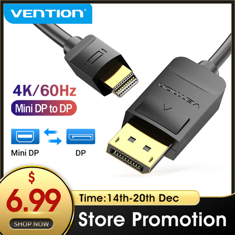 Vention Mini DP to DP кабель 4K Mini Displayport to DisplayPort Кабель-адаптер для Macbook Pro Air компьютерный ТВ DP to Mini DP кабель ► Фото 1/6