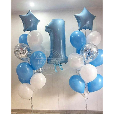 1 комплект, воздушные шары для мальчиков и девочек на день рождения, 40 дюймов, цифра №1, мой 1-летний праздничный шар, надувной воздушный шар с ... ► Фото 1/6