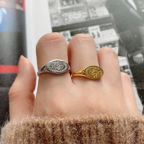 Серебряные кольца с Луной Silvology, модные креативные кольца для женщин с овальным покрытием, венок с Луной, ювелирные изделия для женщин 2022 ► Фото 1/6