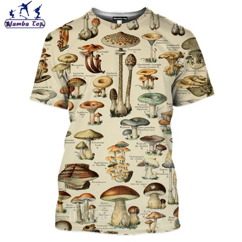 Топ Мамба, футболка с 3D принтом грибов, мужские футболки с рисунком еды, диких грибков, женская футболка с коротким рукавом, футболки в стиле ... ► Фото 1/6