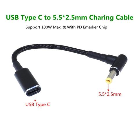 100W Тип USB C Female до 5,5x2,5 мм разъем для ноутбука Мощность разъем адаптера USB C Быстрый зарядный кабель для передачи данных для ноутбука Зарядное ... ► Фото 1/6