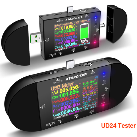 UD24 DC5.5 USB тестер Type-C 2,4 