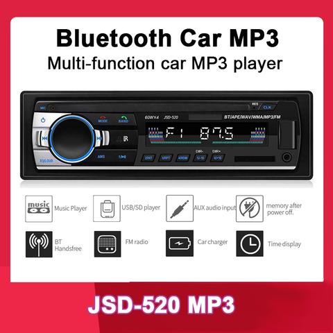 Тюнер стерео bluetooth FM Радио электронный MP3 аудио плеер USB SD MMC порт автомобильное радио bluetooth In-Dash 1 DIN 12V автомобильные радиостанции ► Фото 1/6