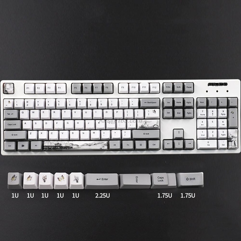 Колпачок для механической клавиатуры с 5-поверхностным красящим чернильным пейзажем, 113, OEM PBT ► Фото 1/6