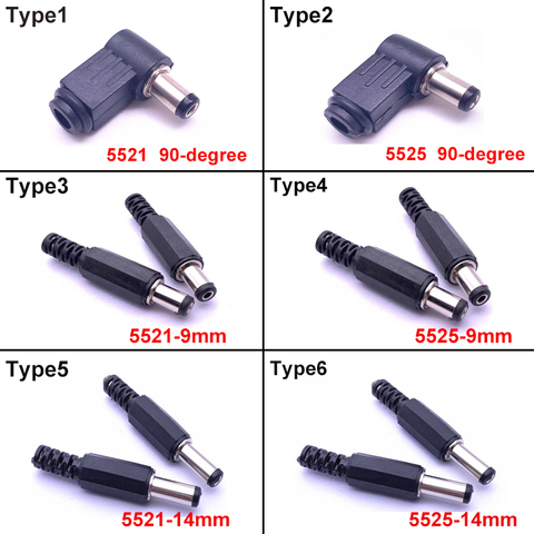 DALCAN 5 шт/10 шт DC5.5 * 2,1/2,5 штекер 90 градусов, тип сварочной линии DC5.5 * 2,1 мм, тип сборки пластиковый Штекер 5,5*2,5 мм ► Фото 1/6
