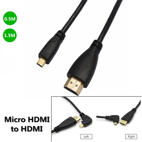 Высокоскоростной кабель HDMI-Micro HDMI D 1080P с прямым углом для Sony FDR-AX53 Handycam, HXR-NX80, FDR-AX700, HDR-CX405 ► Фото 1/6