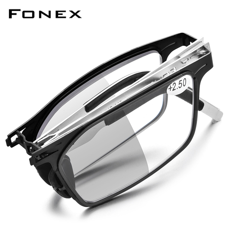 Фотохромные серые антиблокирующие складные очки для чтения FONEX для мужчин и женщин, 2022, очки для чтения при дальнозоркости без винтов LH015 ► Фото 1/6
