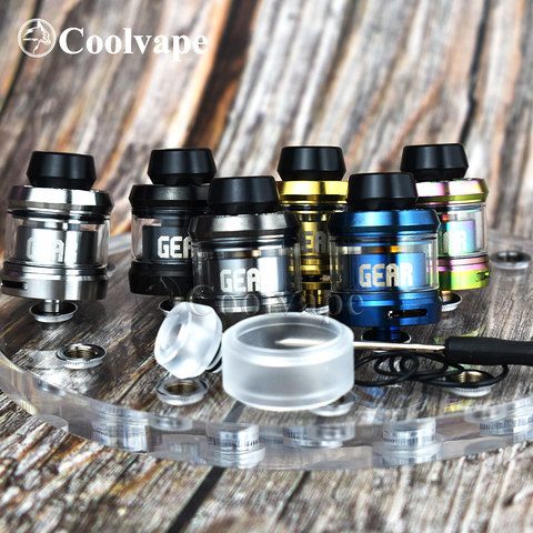 Coolvape GEAR 24 мм RTA атомайзер для электронных сигарет 3,5 мл 24 мм Верхний Двойной нижний Регулируемый воздушный поток заполнение бак для электрон... ► Фото 1/6