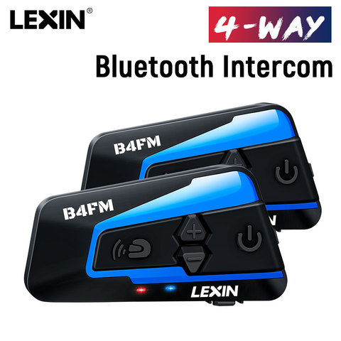 Lexin 2шт. B4FM BT Мотогарнитура для Мотошлема Bluetooth  Интерком для 4 Гонщика FM Радио Универсальное Сопряжение Intercom ► Фото 1/6