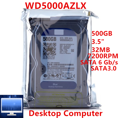 Новый жесткий диск для WD Brand Blue 500 Гб 3,5 дюйма SATA 6 ГБ/сек. 32 Мб 7200 об/мин для внутреннего жесткого диска для настольного жесткого диска WD5000AZLX ► Фото 1/6