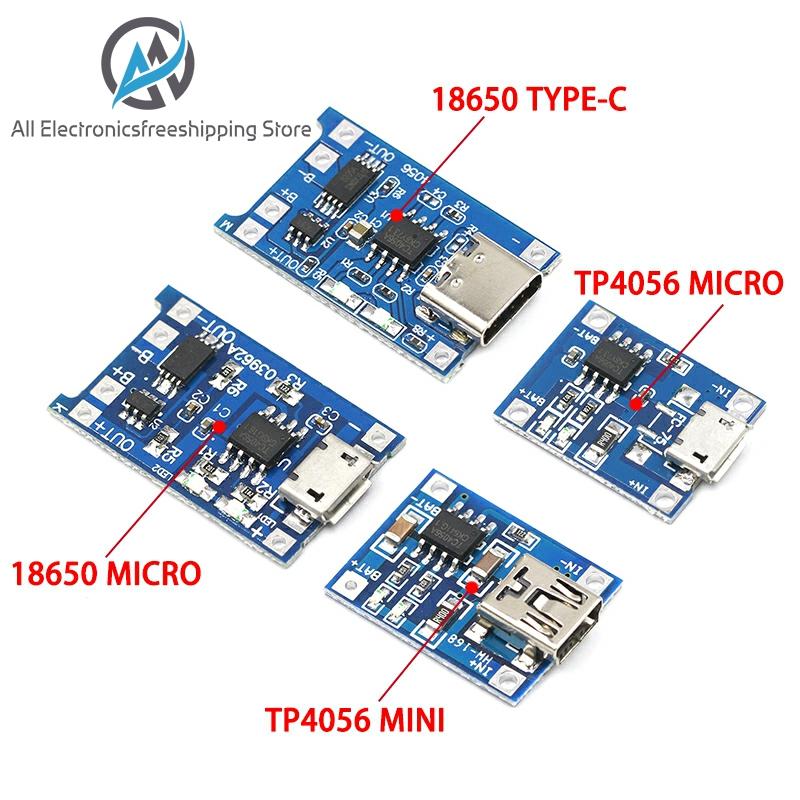 Type-c / Micro USB 5 В 1A 18650 TP4056 модуль зарядного устройства литиевой батареи зарядная плата с защитой двойной функции 1A li-ion ► Фото 1/5