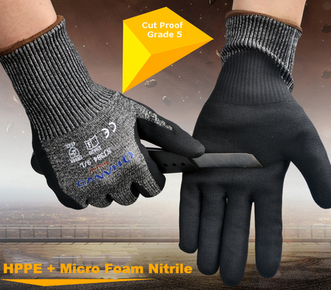 Перчатки HPPE из микропенопласта, нитриловые Макси-перчатки высокой гибкости CE ANSI A4 с защитой от порезов, защитные рабочие перчатки для мясни... ► Фото 1/6