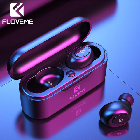 Беспроводные наушники FLOVEME Mini TWS, Bluetooth 5,0, спортивные наушники, гарнитура, 3D стерео звук, наушники с микро зарядным устройством ► Фото 1/6