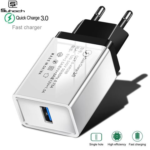 Suhach Quick Charge 3,0 USB зарядное устройство QC 3,0 QC Turbo, быстрое зарядное устройство EU для путешествий, настенное зарядное устройство для Xiaomi mi 9 Huawei P30,... ► Фото 1/6